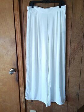 Blashe Los Angeles White Palazzo Pants Size L Elastic Waist Pockets NWT